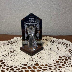 Angel Figurine with Mirror 6".   "Angels on Earth" Quote